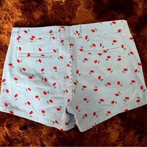 Red Cherry, White Striped Short Shorts Size 5 Retro